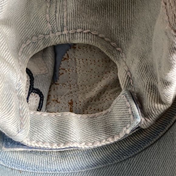 Womens Kbethos Vintage Distressed Denim Hat W/ Patches - Picture 11 of 11